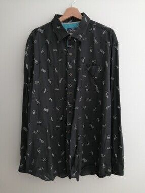Nat Nast Men's Wool and Silk Blend Musical Instruments Theme Button Up XXL